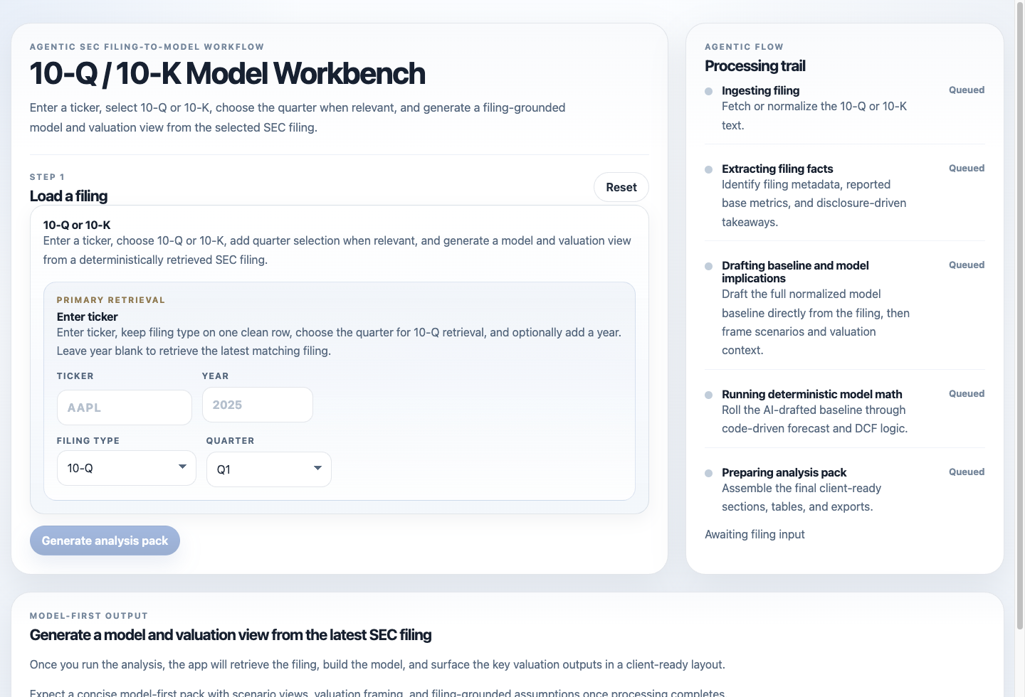 Filing Model Workbench preview
