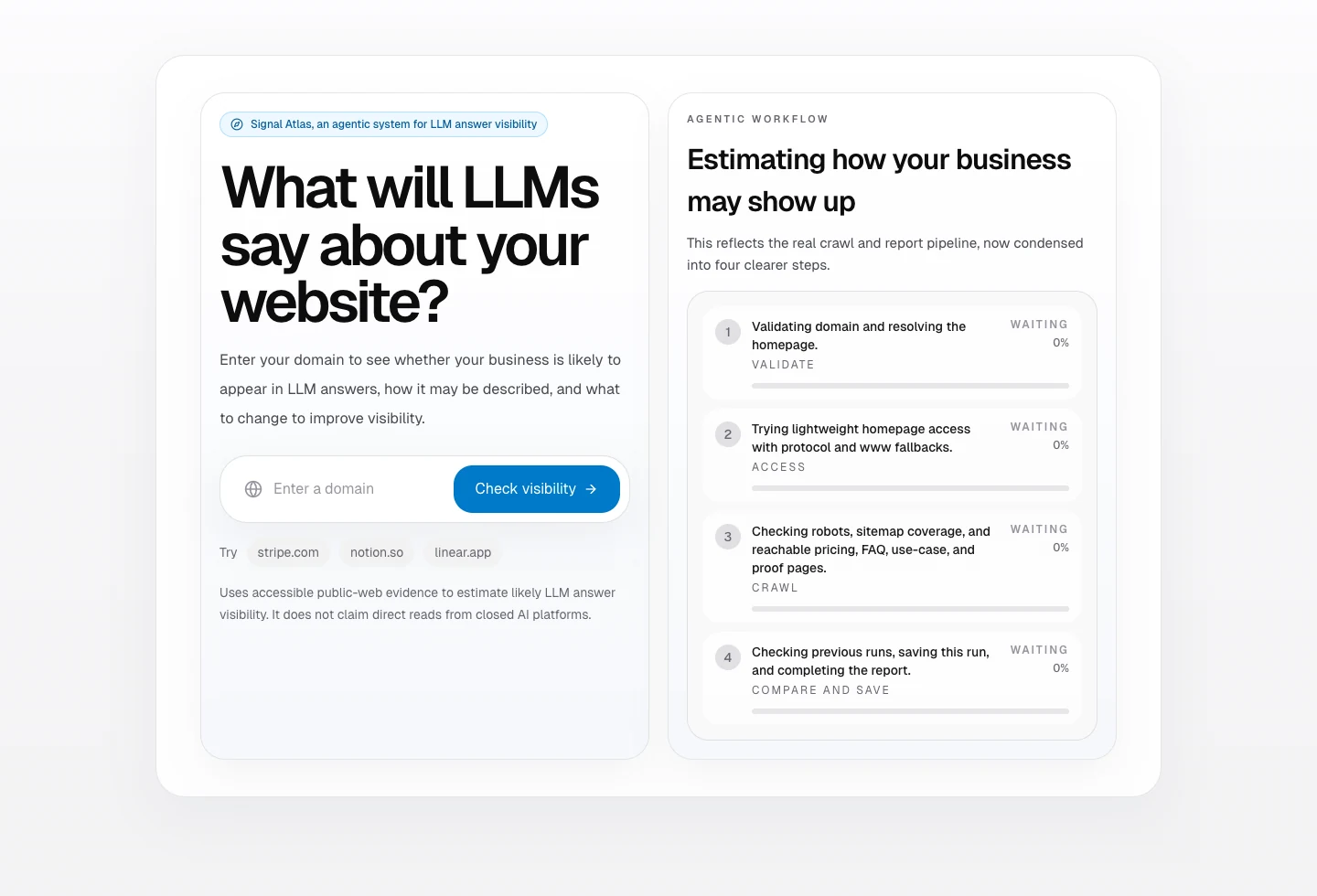 What LLMs Say About Your Website product screenshot